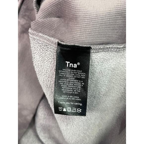 Tna Aritzia Hoodie Womens 2 Medium Gray Tie Dye Pullover Kangaroo Pocket Fleece - Picture 8 of 15